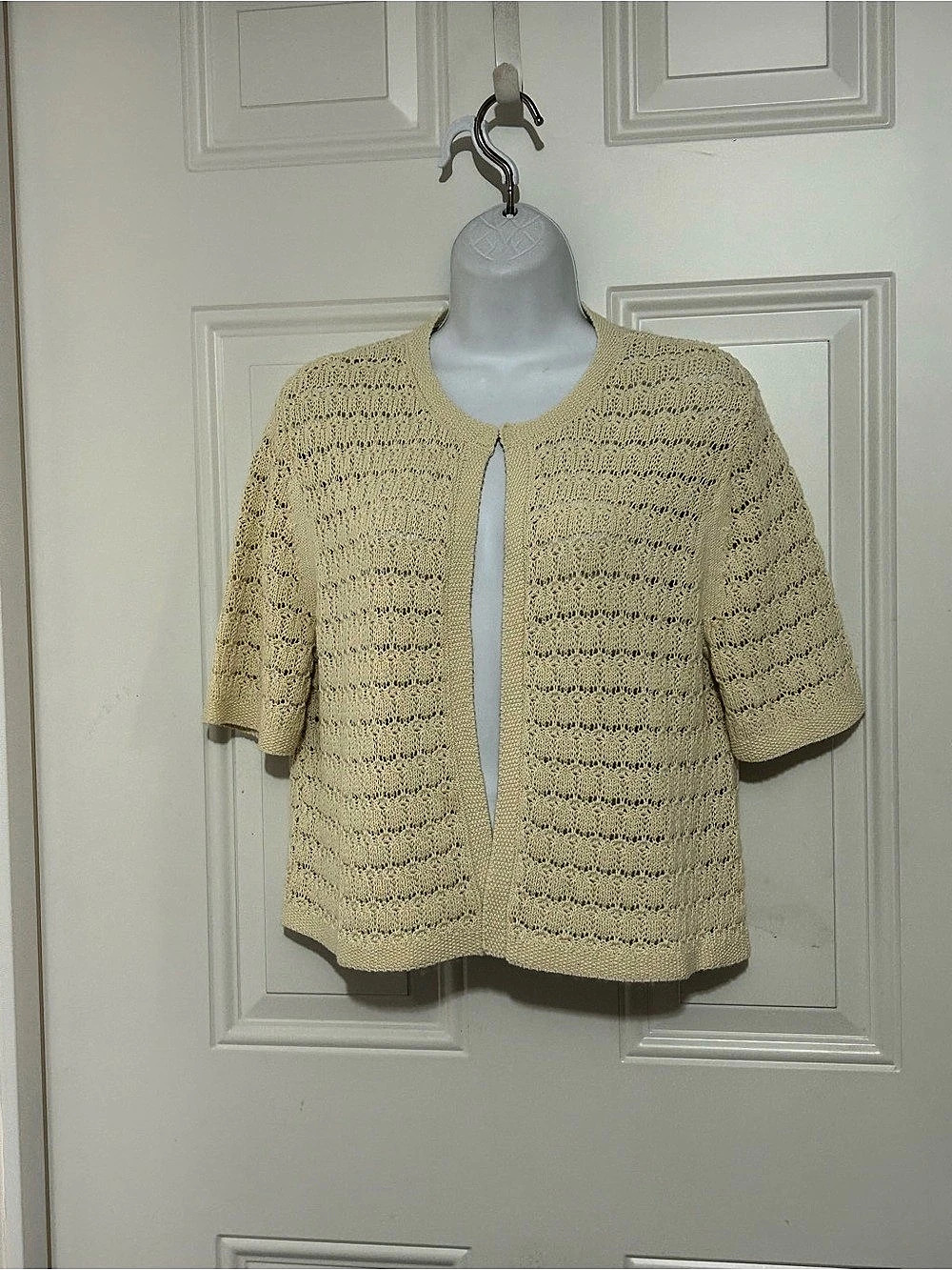 Brooks Brothers Women's Crochet Cardigan Cream Medium